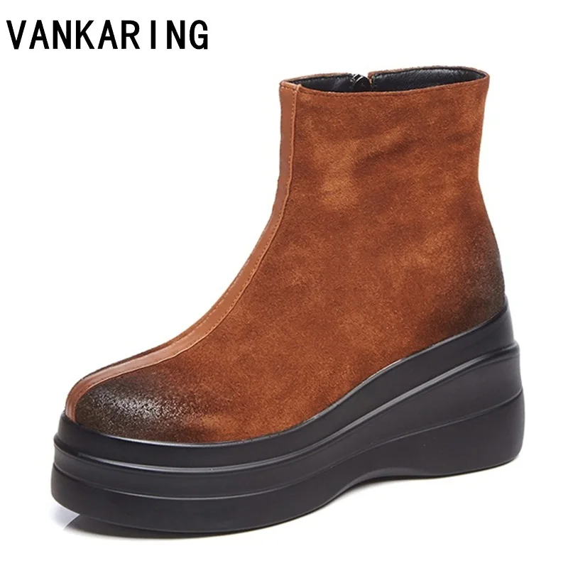 VANKARING winter women snow boots black genuine leather ankle boots sheep fur 9 CM wedge heel warm shoes women motorcycle boots
VANKARING winter women snow boots black genuine leather ankle boots sheep fur 9 CM wedge heel warm shoes women motorcycle boots