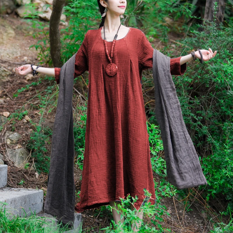 Autumn Casual Dresses Women Long Sleeve Solid Color Loose Cotton Linen Oversize Party Dress Elegant O-Neck Long Maxi Dress 5xl
Autumn Casual Dresses Women Long Sleeve Solid Color Loose Cotton Linen Oversize Party Dress Elegant O-Neck Long Maxi Dress 5xl