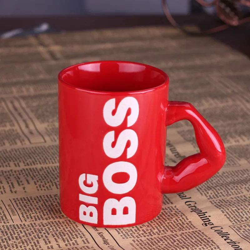 2.13D Muscular man Mug Creative Muscle arm mug cup Big Boss Red Ceramic Home Office Tea Coffee Mug Water Drinking Cup Men Boy Friend Gifts