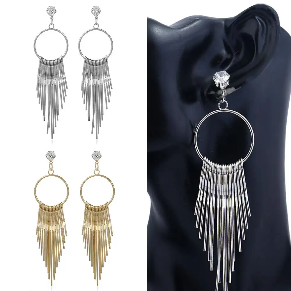 Korean Version Zircon Exaggerated Anti-allergy Female European American Metal Long Tassel Earrings Fashion Earrings
Korean Version Zircon Exaggerated Anti-allergy Female European American Metal Long Tassel Earrings Fashion Earrings