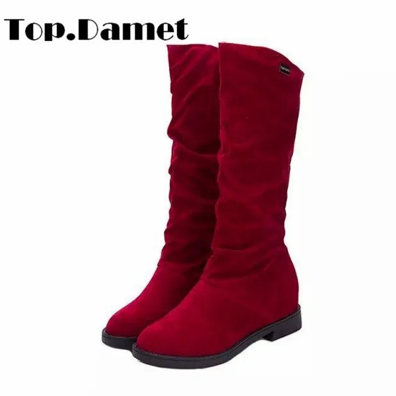 Top.Damet Boots Women Winter Flock Slip On Square Heel Shoes Platform Mid Calf Boots Solid Color Motorcycle Short Boots Female
Top.Damet Boots Women Winter Flock Slip On Square Heel Shoes Platform Mid Calf Boots Solid Color Motorcycle Short Boots Female