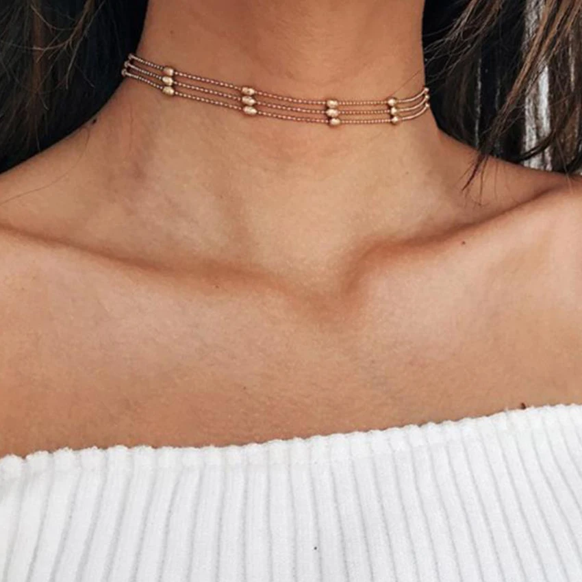 Boho Gold Silver Color Chain Beads Choker Necklace Women Multi Layer Chocker Necklaces Chokers colar collier femme ketting
Boho Gold Silver Color Chain Beads Choker Necklace Women Multi Layer Chocker Necklaces Chokers colar collier femme ketting