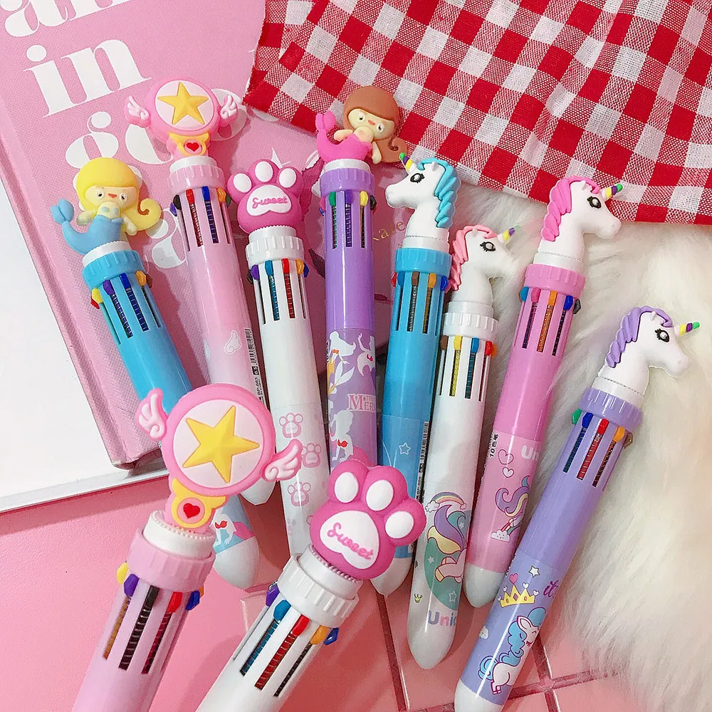 2pcs/lot Cute Cartoon Animal little girl 10 Colour Ballpoint Pen Multi Color Pen Student Press Ball Pen Boy Party Gifts
2pcs/lot Cute Cartoon Animal little girl 10 Colour Ballpoint Pen Multi Color Pen Student Press Ball Pen Boy Party Gifts