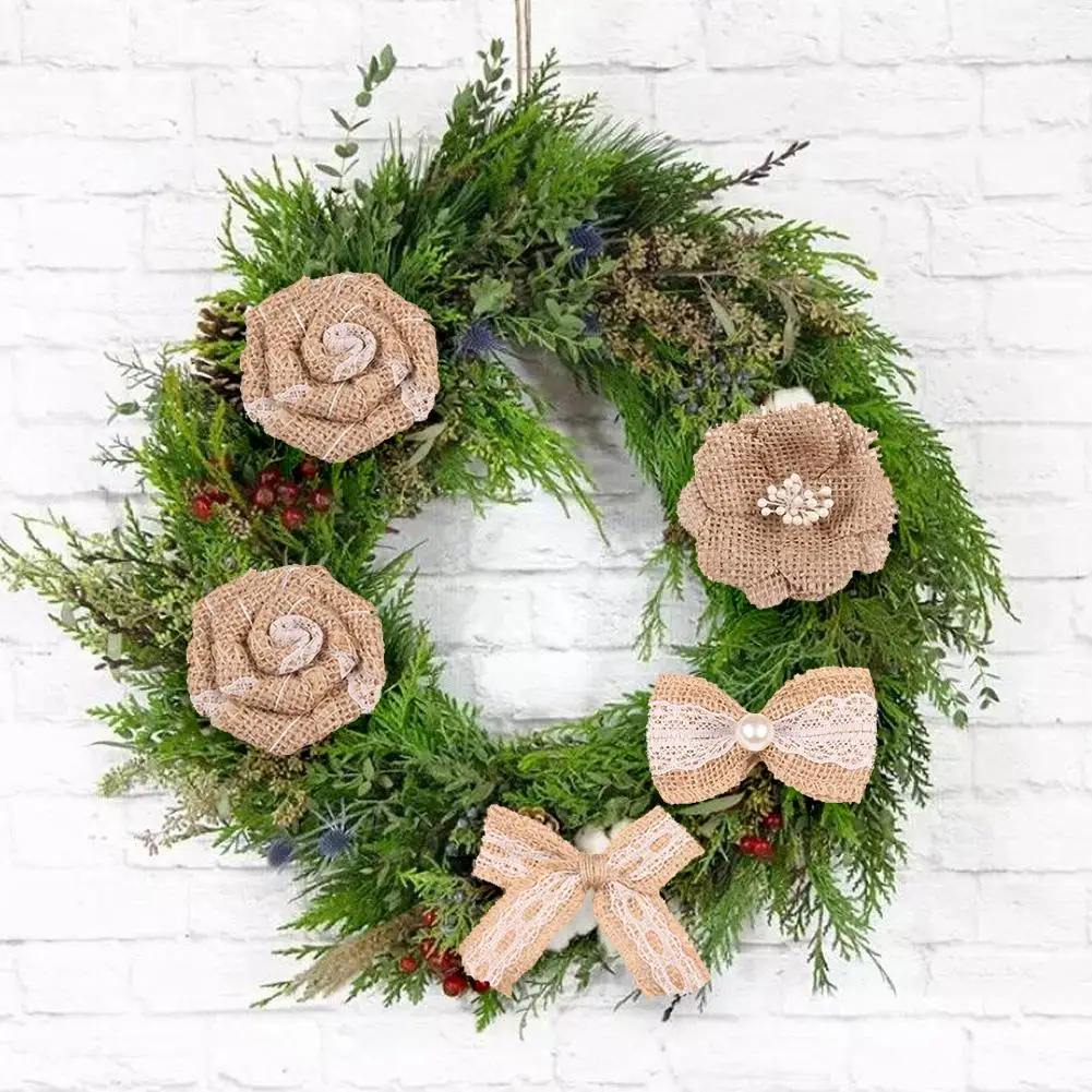 24PCS DIY Burlap Flower Craft Accessories Rose Lace Bowknot with Faux Pearls for Christmas Party Decoration DIY Accessories
24PCS DIY Burlap Flower Craft Accessories Rose Lace Bowknot with Faux Pearls for Christmas Party Decoration DIY Accessories