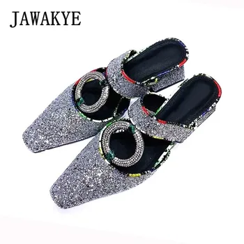 New Sexy Silver sequins Chunky heels Summer Mules Shoes woman Middle heel slippers Small Square toe Circle Metal Sandalias mujer
New Sexy Silver sequins Chunky heels Summer Mules Shoes woman Middle heel slippers Small Square toe Circle Metal Sandalias mujer
