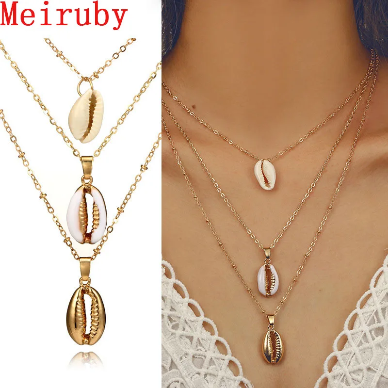 New Gold 3-Layer Bohemian Natural Shell Pendant Necklace For Women Summer Sea beach Fashion Necklace 2019 Jewelry
New Gold 3-Layer Bohemian Natural Shell Pendant Necklace For Women Summer Sea beach Fashion Necklace 2019 Jewelry