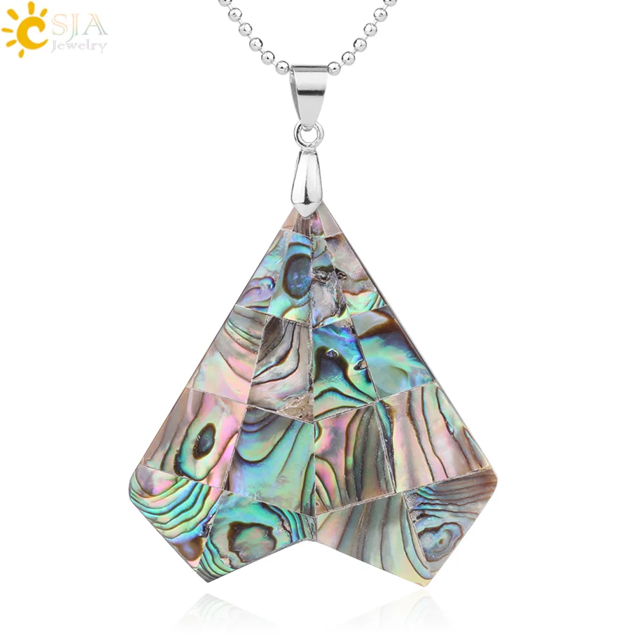 CSJA Natural Abalone Shell Pendant Geometric Splice Love Heart Colorful Paua Shells Necklace Fashion Jewelry for Women Gift F937
CSJA Natural Abalone Shell Pendant Geometric Splice Love Heart Colorful Paua Shells Necklace Fashion Jewelry for Women Gift F937