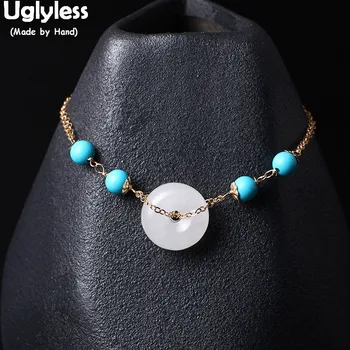 Uglyless 100% Real 925 Sterling Silver Chains Thin Bracelets for Women Beading Turquoise Bracelets Nature Jade Button Fine Jewel
Uglyless 100% Real 925 Sterling Silver Chains Thin Bracelets for Women Beading Turquoise Bracelets Nature Jade Button Fine Jewel