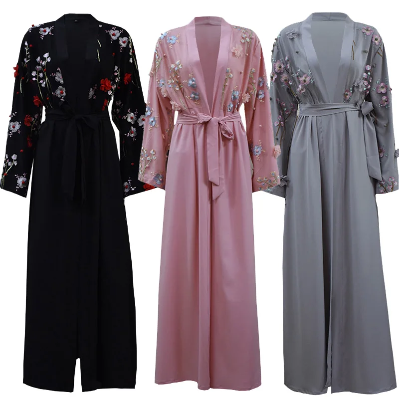 UAE Abaya Dubai Kaftan Arab Islam Women Long Floral Muslim Kimono Cardigan Hijab Dress Turkish Elbise Mubarak Islamic Clothing |
