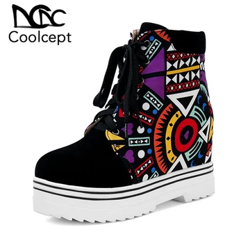 Coolcept Women Ankle Boots Lace Up Warm Fur Winter Shoes Woman Colorful Graffiti Thick Bottom Inside Heels Boots Size 34-43
Coolcept Women Ankle Boots Lace Up Warm Fur Winter Shoes Woman Colorful Graffiti Thick Bottom Inside Heels Boots Size 34-43