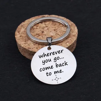 Stamped Wherever You Go Come Back to Me compass keychains Distance Lover's Keys holder Keyring Gift Wife Girlfriend tag Charm
Stamped Wherever You Go Come Back to Me compass keychains Distance Lover's Keys holder Keyring Gift Wife Girlfriend tag Charm