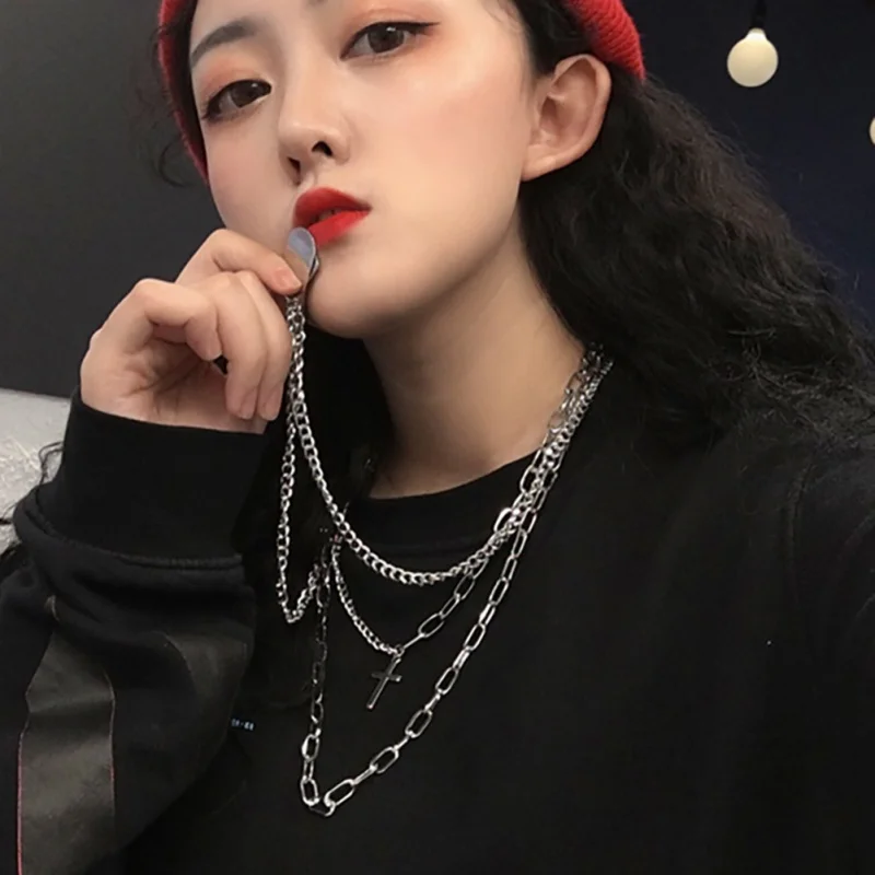 Geometric Metal Pendant Necklaces For Women Fashion Multi-Layer Punk Silver Chains Cross Necklace
Geometric Metal Pendant Necklaces For Women Fashion Multi-Layer Punk Silver Chains Cross Necklace