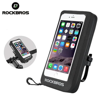 ROCKBROS MTB Road Bike Bag 6" Waterproof Reflective Motorcycle Bicycle Touchscreen Rearview Mirror Handlebar Rotatable Bike Bags