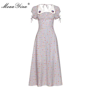 MoaaYina Fashion Designer Runway dress Summer Women Dress Embroidery Turn-down Collar Backless Floral-Print Elegant Dresses
MoaaYina Fashion Designer Runway dress Summer Women Dress Embroidery Turn-down Collar Backless Floral-Print Elegant Dresses