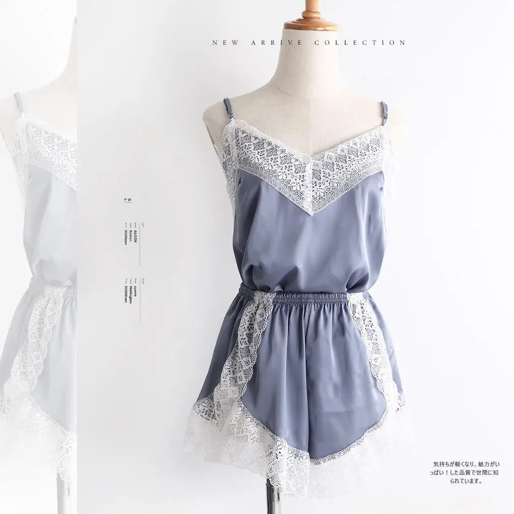 Feier Sexy Women Silk Lace Casual Loose Sleeveless 2 Piece Pyjamas Set Nightdress Ladies Summer Sling Nightgown Sleepwear
Feier Sexy Women Silk Lace Casual Loose Sleeveless 2 Piece Pyjamas Set Nightdress Ladies Summer Sling Nightgown Sleepwear