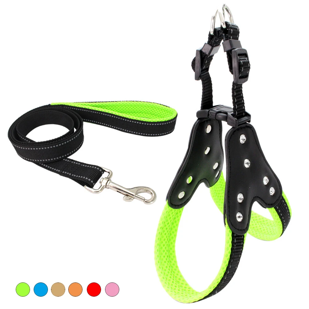 Reflective Pet Dog Vest Harness and Leash Set Rhinestone Pets Harnesses Lead for Small Medium Big Dogs Mesh Nylon Chest Strap
Reflective Pet Dog Vest Harness and Leash Set Rhinestone Pets Harnesses Lead for Small Medium Big Dogs Mesh Nylon Chest Strap