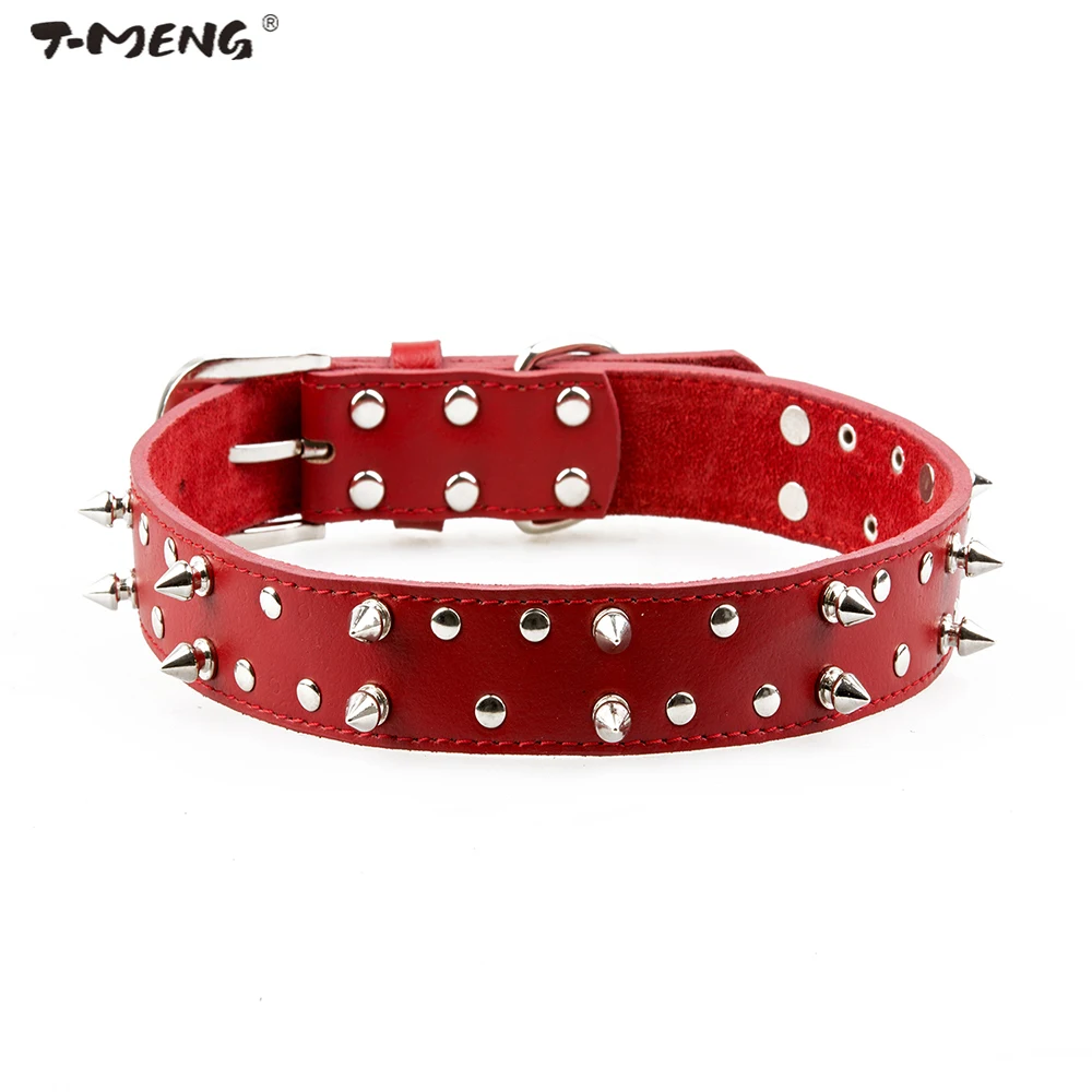T-MENG Pet Dog Collar Genuine Leather Punk Style Spiked Round Nail Rivets Studded Collar Dogs Neck Strap Pet Products Acessorios
T-MENG Pet Dog Collar Genuine Leather Punk Style Spiked Round Nail Rivets Studded Collar Dogs Neck Strap Pet Products Acessorios