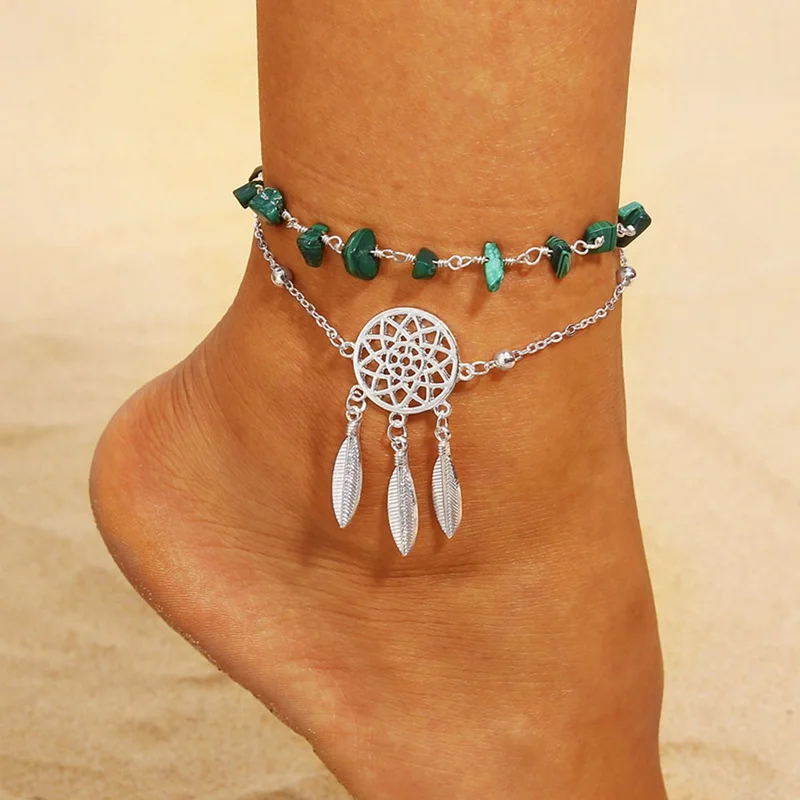 Trendy Hollow Dream Catcher Irregular Ankle Bracelet Gem Stone Feather Pendant Silver Chain Anklet For Women Boho
Trendy Hollow Dream Catcher Irregular Ankle Bracelet Gem Stone Feather Pendant Silver Chain Anklet For Women Boho