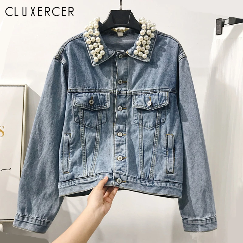 Denim Jacket Pearls Beading Design Women 2019 New Spring Autumn Long Sleeve Pockets Jean Jackets Women Losse Outwear Female
Denim Jacket Pearls Beading Design Women 2019 New Spring Autumn Long Sleeve Pockets Jean Jackets Women Losse Outwear Female