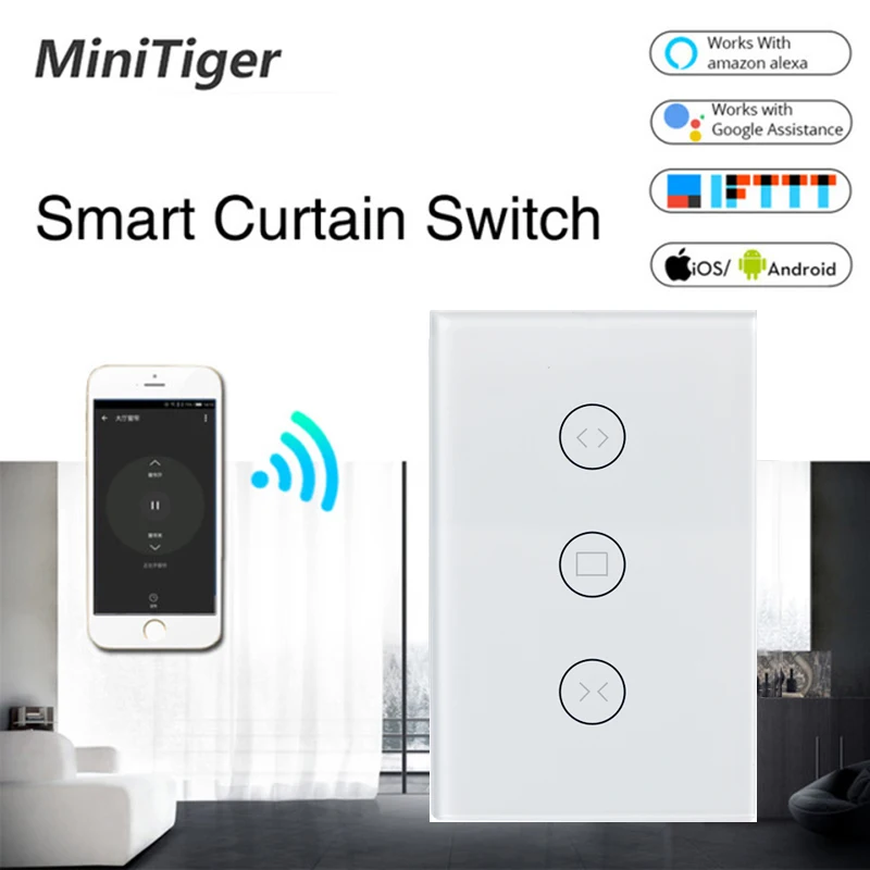Tuya Smart Life WiFi Curtain Switch for Electric Motorized Curtain Blind Roller Shutter, Google Home, Amazon Alexa Voice Control
Tuya Smart Life WiFi Curtain Switch for Electric Motorized Curtain Blind Roller Shutter, Google Home, Amazon Alexa Voice Control