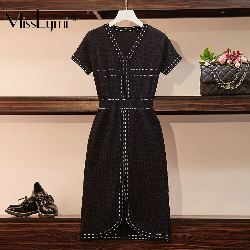 L-4XL Plus Size Women Knitted Dress Summer 2019 Sexy V-neck Hollow Out Short Sleeve Fashion Zipper Black Elegant Bodycon Dresses
L-4XL Plus Size Women Knitted Dress Summer 2019 Sexy V-neck Hollow Out Short Sleeve Fashion Zipper Black Elegant Bodycon Dresses