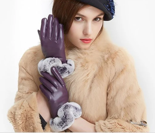 Новогодние подарки для девочек женские кожаные перчатки осенне зимние теплые