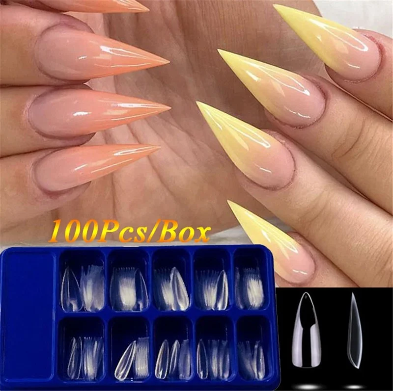 100PCS/Pack False Nails Transparent Stiletto Sharp French Acrylic Artificial False Nail Tips Design Decoration
100PCS/Pack False Nails Transparent Stiletto Sharp French Acrylic Artificial False Nail Tips Design Decoration