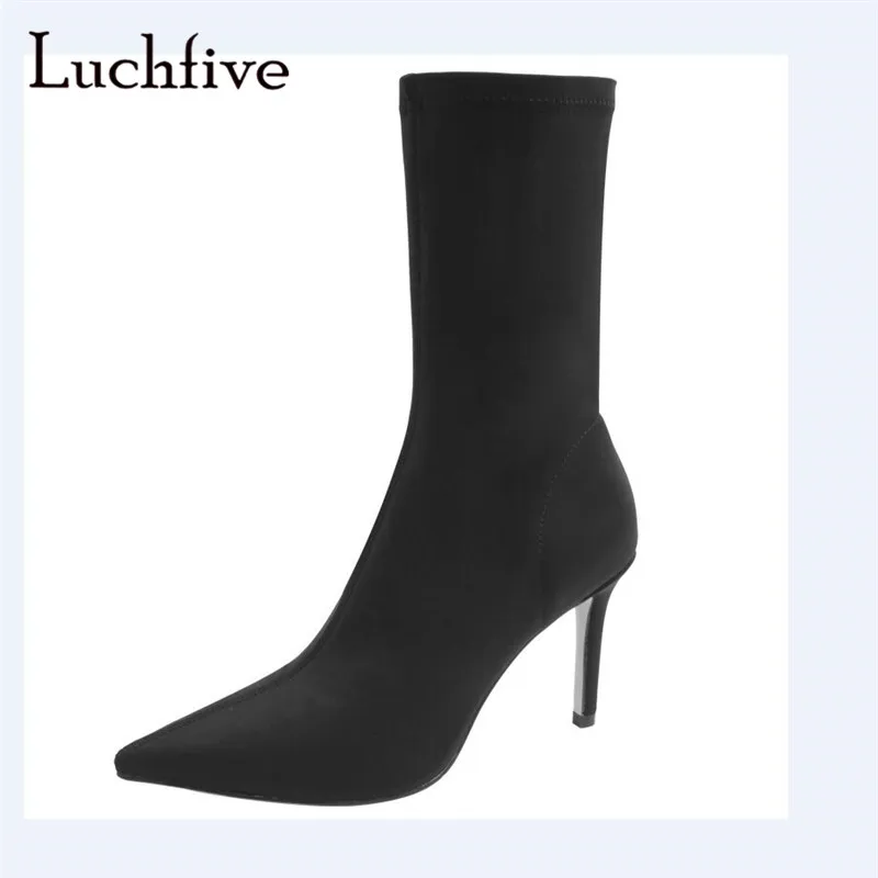 Sexy stretch Sock ankle boots for women Candy color thin high heels boots fashion Elastic pointed toe black red botas feminina
Sexy stretch Sock ankle boots for women Candy color thin high heels boots fashion Elastic pointed toe black red botas feminina