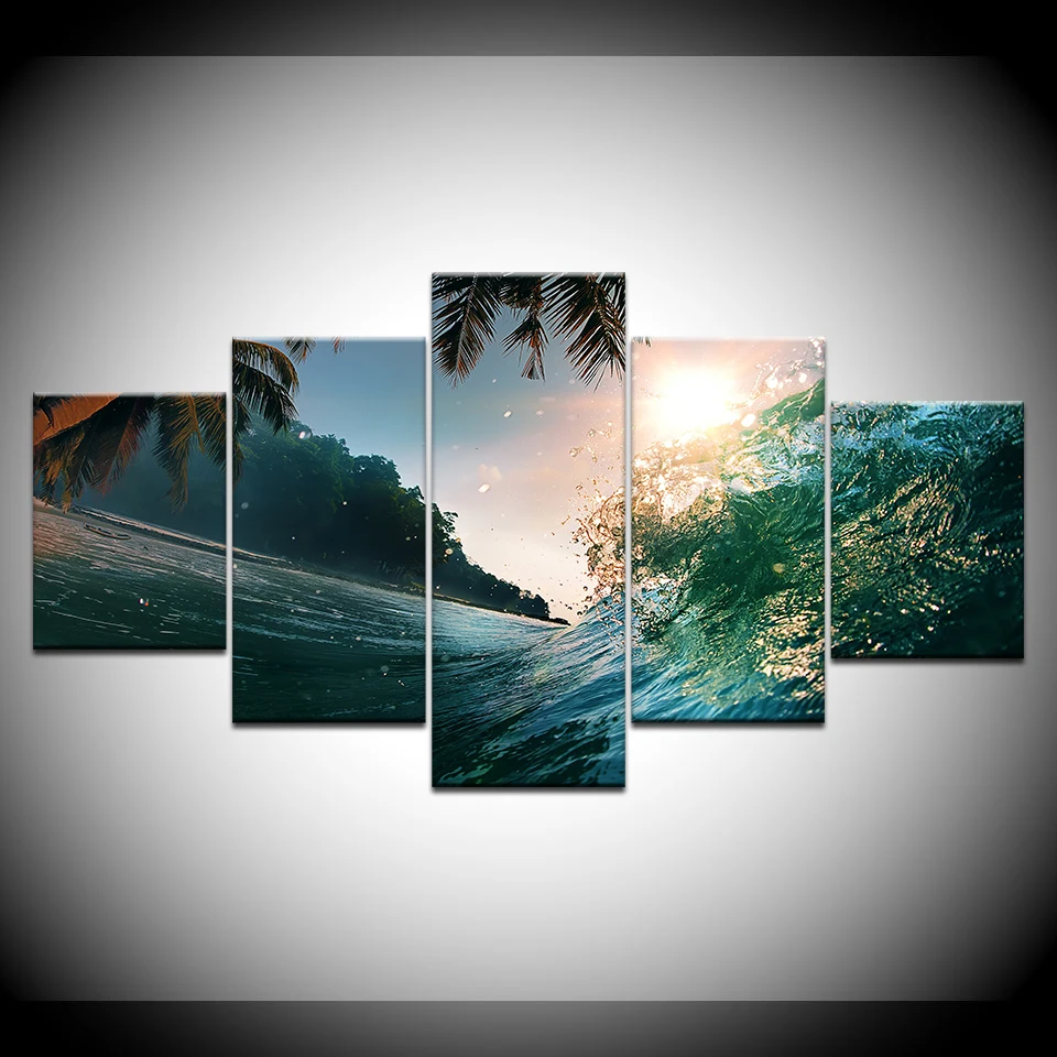 Canvas Pictures Wall Art Home Decor 5 Pieces Sunshine Beach Green Waves Painting HD Prints Seascape Poster Living Room Framework
Canvas Pictures Wall Art Home Decor 5 Pieces Sunshine Beach Green Waves Painting HD Prints Seascape Poster Living Room Framework