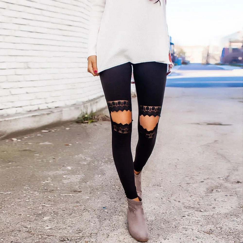 New Black Ripped Hole Patchwork Sexy Lace Leggings Women High Waist Pencil Pants Gothic Punk Casual Leggings Fashion
New Black Ripped Hole Patchwork Sexy Lace Leggings Women High Waist Pencil Pants Gothic Punk Casual Leggings Fashion