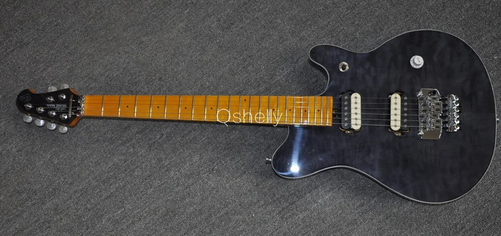 top quality QShelly custom black EVH quilted flame maple top white binding guitar musicman vintage maple neck electric guitars
top quality QShelly custom black EVH quilted flame maple top white binding guitar musicman vintage maple neck electric guitars