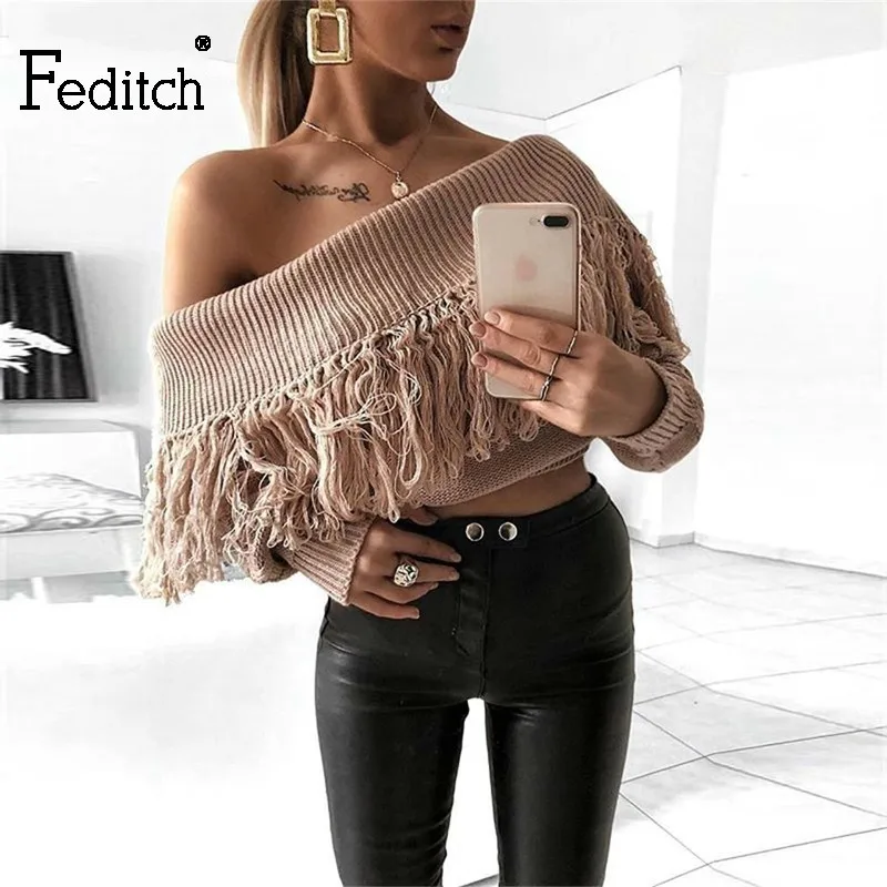 Feditch Knitted Tassel Jumpers Sweater Women Off Shoulder Strapless Jumpers Autumn Pullovers Casual Tops Long Sleeve Sweaters
Feditch Knitted Tassel Jumpers Sweater Women Off Shoulder Strapless Jumpers Autumn Pullovers Casual Tops Long Sleeve Sweaters
