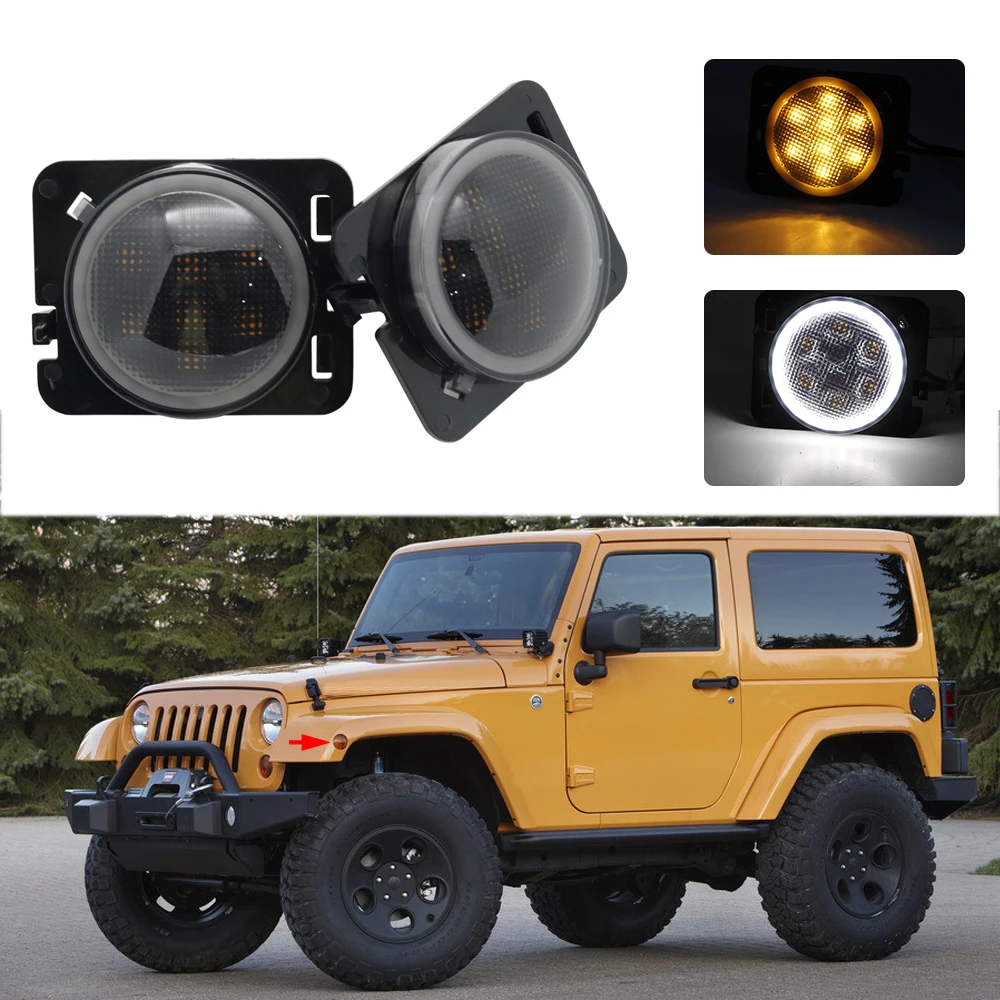 Newst White Halo Ring LED Front Turn Signal Light for Jeep Wrangler JK 2007-2016 Yellow Amber Light Fender Side Light Combo Lens
Newst White Halo Ring LED Front Turn Signal Light for Jeep Wrangler JK 2007-2016 Yellow Amber Light Fender Side Light Combo Lens