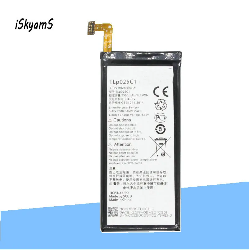 iSkyamS 1x 2500mAh TLP025C2 / TLP025C1 Replacement Battery For Alcatel One Touch POP 4 Plus 4+ OT-5056D 5056D 5056A 5056W
iSkyamS 1x 2500mAh TLP025C2 / TLP025C1 Replacement Battery For Alcatel One Touch POP 4 Plus 4+ OT-5056D 5056D 5056A 5056W