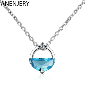 ANENJERY Round Shaped Blue Clear Zircon Water Spring Silver Color Necklaces For Women Chain Choker Gift S-N383
ANENJERY Round Shaped Blue Clear Zircon Water Spring Silver Color Necklaces For Women Chain Choker Gift S-N383