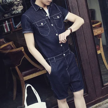 2017 summer new men's fashion cowboy retro fashion casual shorts overalls slim zipper Siamese shorts tide
2017 summer new men's fashion cowboy retro fashion casual shorts overalls slim zipper Siamese shorts tide