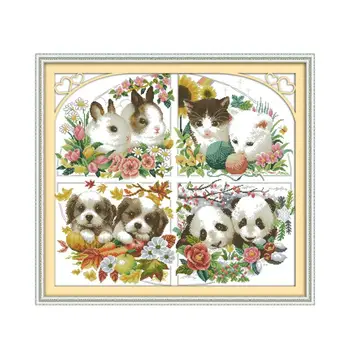 Four Seasons Animal Bunny Kitten Puppy Panda Handmade Sewing Thread Sewing Embroidery Cross Stitch Kit Decoration
Four Seasons Animal Bunny Kitten Puppy Panda Handmade Sewing Thread Sewing Embroidery Cross Stitch Kit Decoration