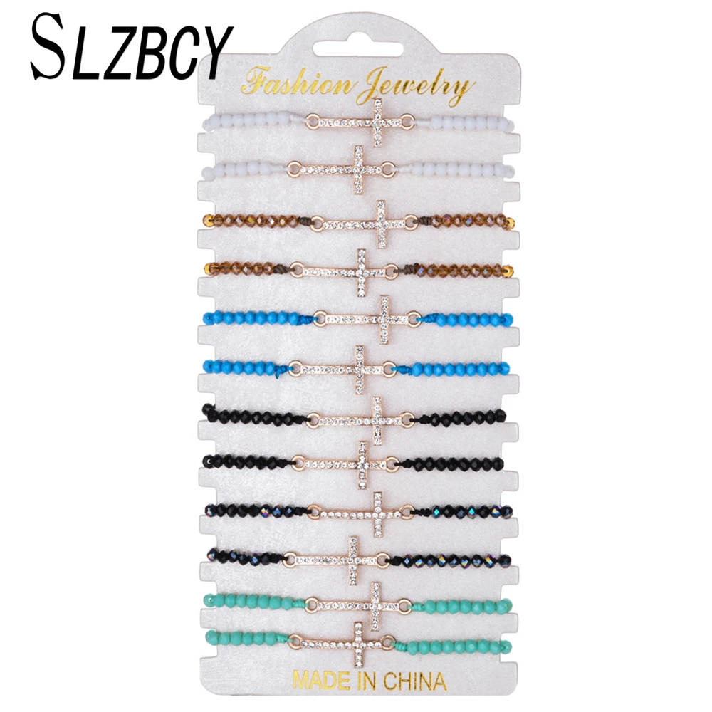 SLZBCY 12 pcs/set Full Rhinestones Cross Charms Bracelets Woman Girls Handmade Adjustable Braided Bracelet Wristband Jewelry
SLZBCY 12 pcs/set Full Rhinestones Cross Charms Bracelets Woman Girls Handmade Adjustable Braided Bracelet Wristband Jewelry