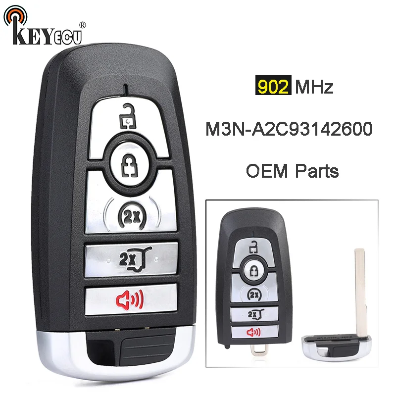 KEYECU 902MHz M3N-A2C93142600 OEM 4+1 5 Button Keyless Proximity Smart Remote Car Key Fob for Ford Mustang 2017 2018 2019
KEYECU 902MHz M3N-A2C93142600 OEM 4+1 5 Button Keyless Proximity Smart Remote Car Key Fob for Ford Mustang 2017 2018 2019