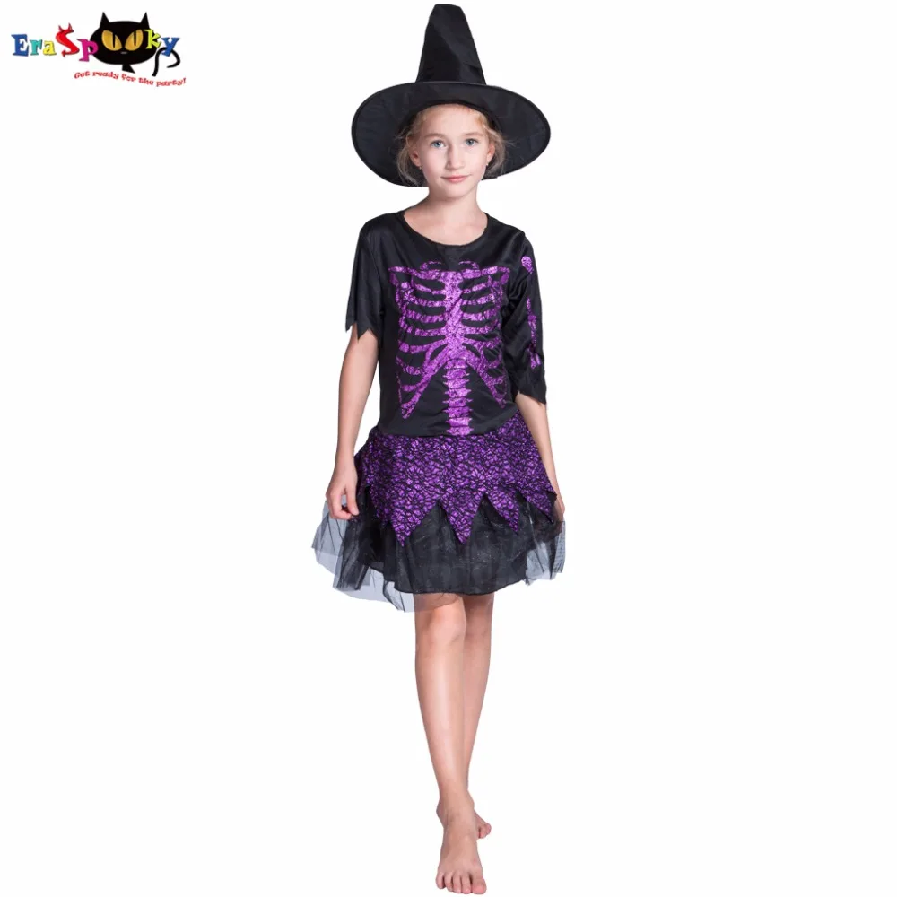 Witch Cosplay Costume Girl Halloween Costumes Skeleton Children Fairytale Skele Fancy Dress Skirt with Hat for Carnival Party
Witch Cosplay Costume Girl Halloween Costumes Skeleton Children Fairytale Skele Fancy Dress Skirt with Hat for Carnival Party