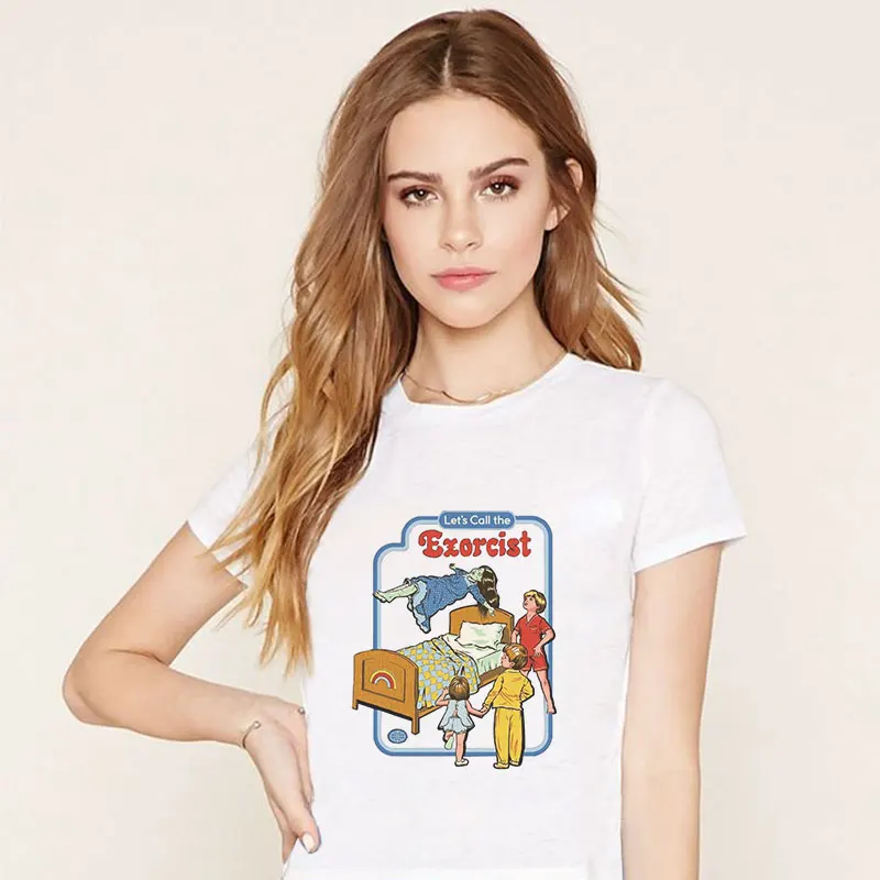 Хит продаж Забавные футболки с героями мультфильма Let's Call The Exorcist ouija Harajuku