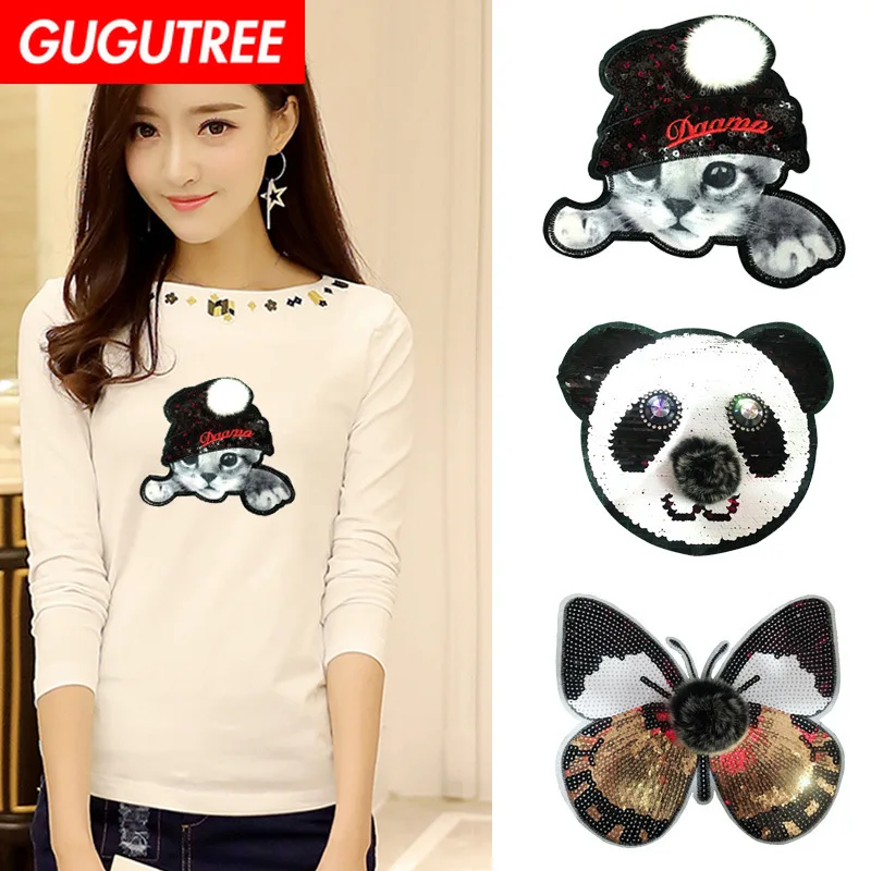 GUGUTREE embroidery Sequins big buttlefly cats owl panda patches animal patches badges applique patches for clothing XC-127
GUGUTREE embroidery Sequins big buttlefly cats owl panda patches animal patches badges applique patches for clothing XC-127