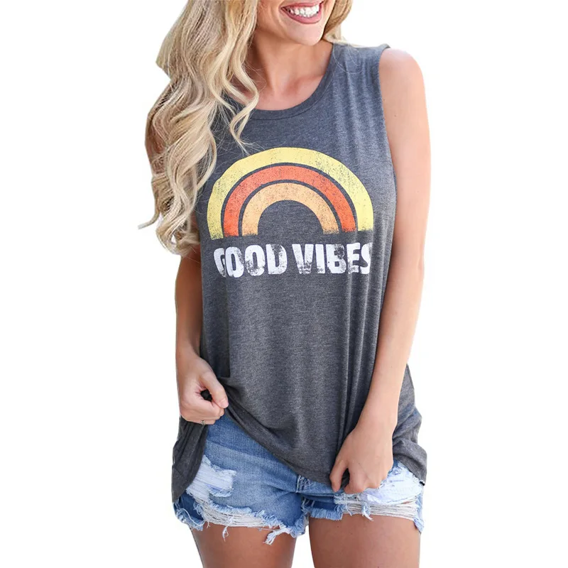 New Women Tank Top Good Vibes Printed O-Neck Shirt Summer Sleeveless Female Casual Tank Tops Fashion Ladies Tops Tee Haut femme
New Women Tank Top Good Vibes Printed O-Neck Shirt Summer Sleeveless Female Casual Tank Tops Fashion Ladies Tops Tee Haut femme