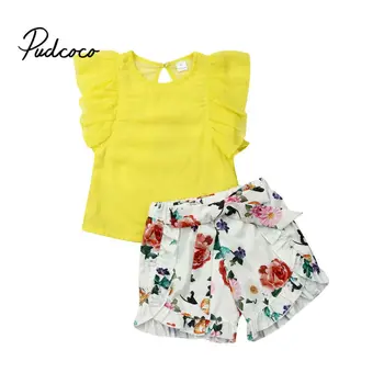 Newborn Kids Baby Girls Clothes short sleeve O-neck pullover solid Ruffle Tops Bow Floral print Shorts 2pcs cotton Outfits
Newborn Kids Baby Girls Clothes short sleeve O-neck pullover solid Ruffle Tops Bow Floral print Shorts 2pcs cotton Outfits