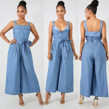 Sexy Spaghetti Straps Denim Jumpsuit For Women Wide Leg Bandage Playsuits Party Jumpsuits
Sexy Spaghetti Straps Denim Jumpsuit For Women Wide Leg Bandage Playsuits Party Jumpsuits