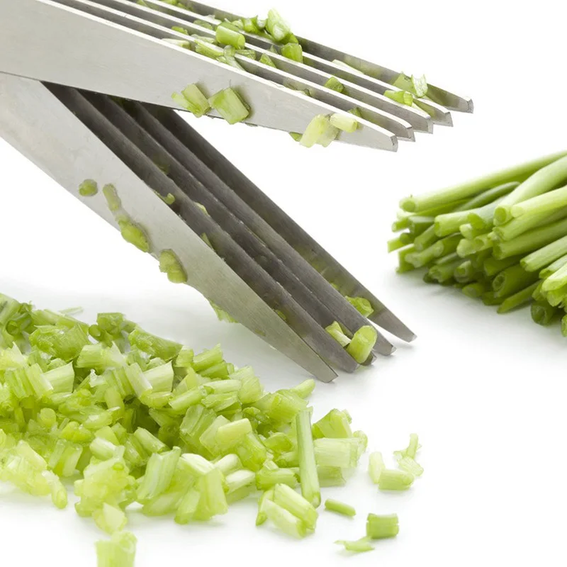Multi-functional Stainless Steel Kitchen Knives 5 Layers Scissors Shallot Shredded Spices Shredded DTT88
Multi-functional Stainless Steel Kitchen Knives 5 Layers Scissors Shallot Shredded Spices Shredded DTT88