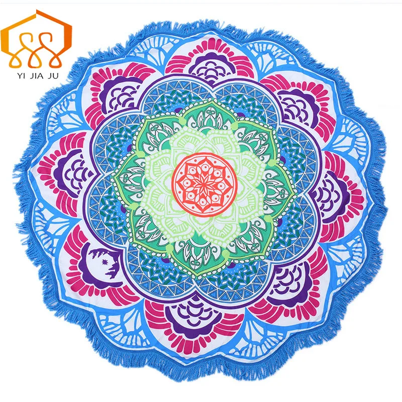 

Tassel Indian Mandala Beach Towel Yoga Mat Blanket Sleeping Pad 150CM Printed Round Tapestry Travel shawl Quick Dry Towels