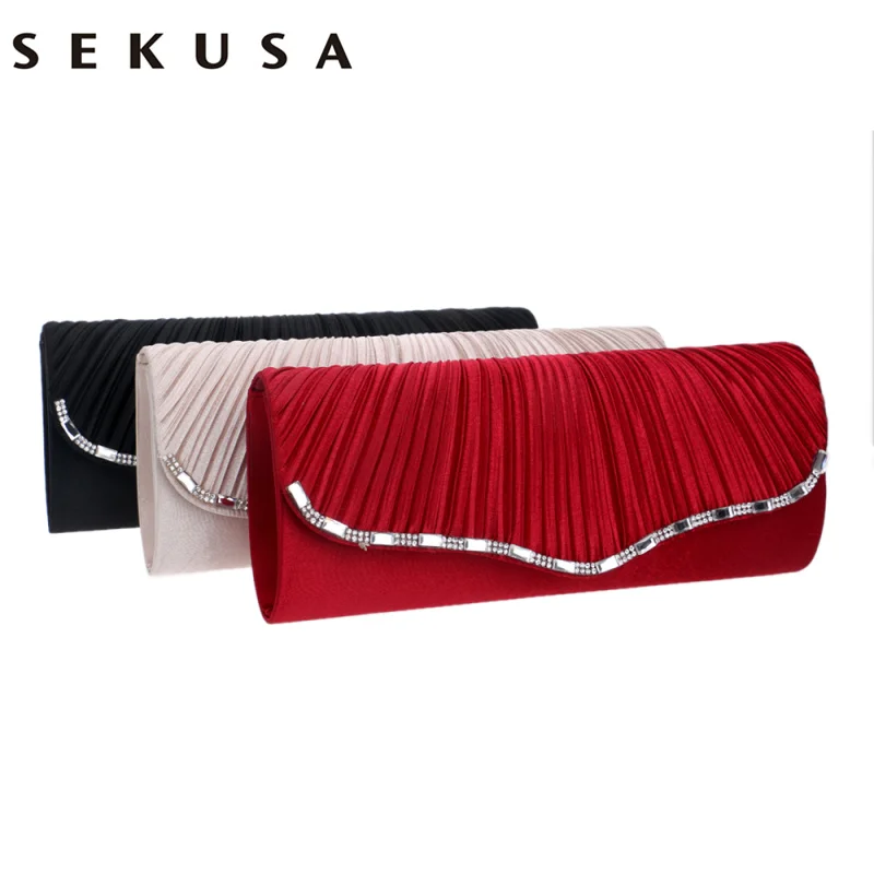 SEKUSA evening bags for party wedding womens clutch bags and purses ruched women chain shoulder handbags rhinestones women bag
SEKUSA evening bags for party wedding womens clutch bags and purses ruched women chain shoulder handbags rhinestones women bag