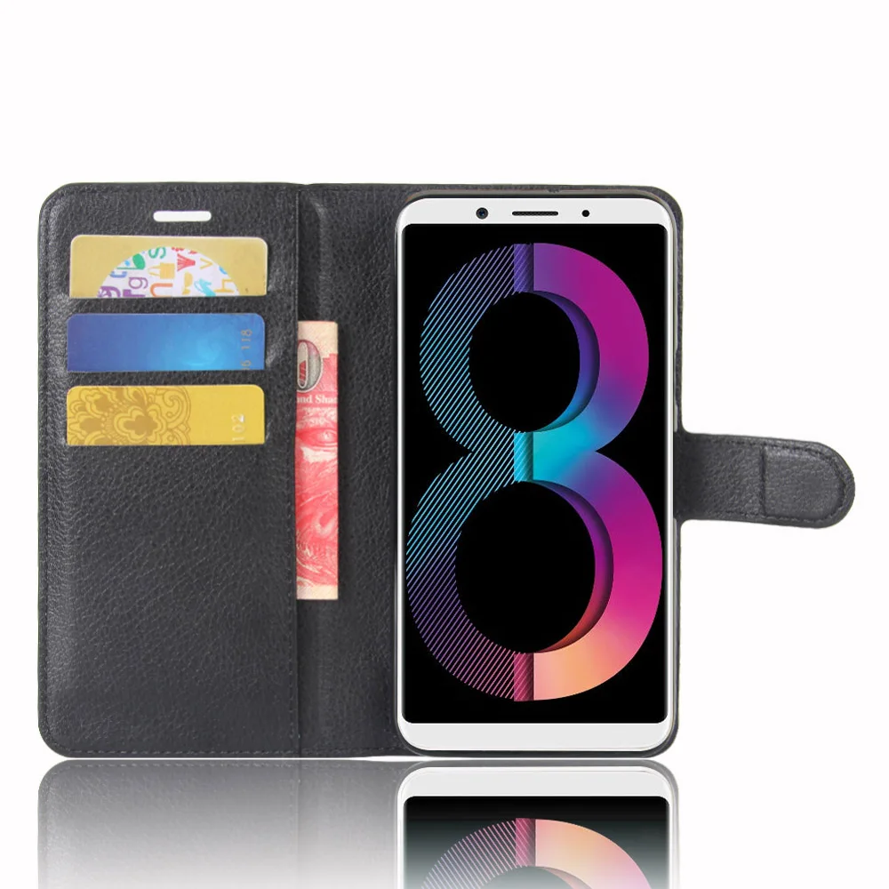 

A83 Case for OPPO A83 Cover Wallet Card Stent Lichee Pattern Flip Leather Protect Cases black Covers A 83 OPPO83