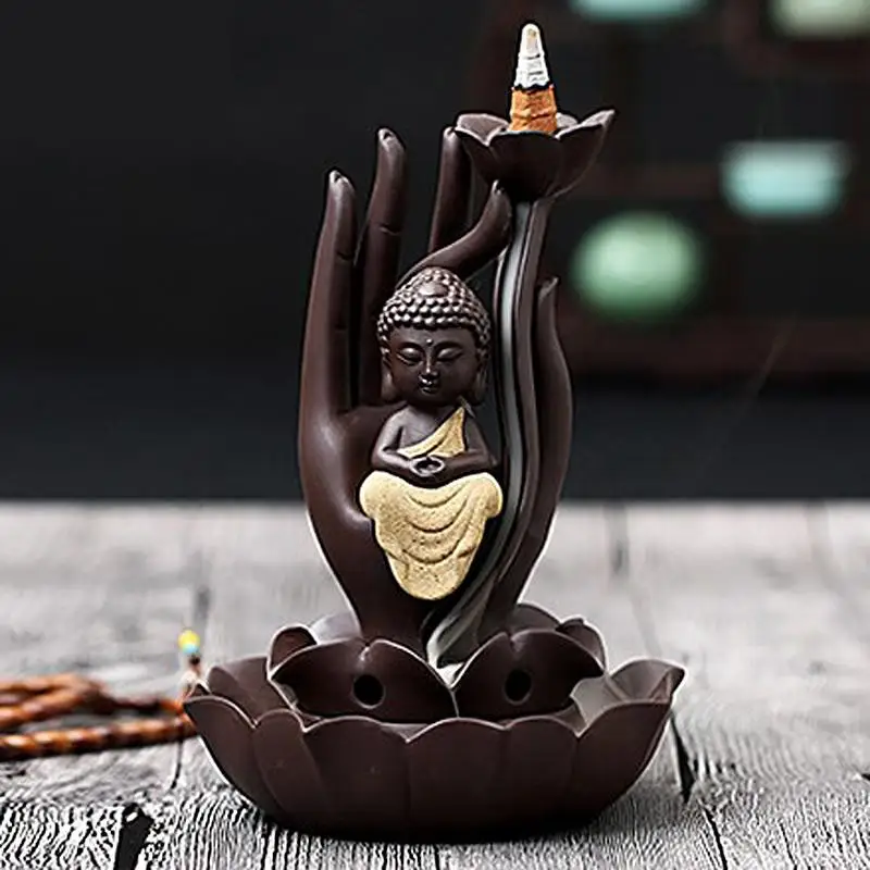 Cute Buddha Traditional Lotus Backflow Incense Burner Smoke Waterfall Incense Cone Sticks Holder Home Decor +10pcs Free Cones
Cute Buddha Traditional Lotus Backflow Incense Burner Smoke Waterfall Incense Cone Sticks Holder Home Decor +10pcs Free Cones